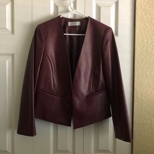 Faux Leather Maroon Blazer